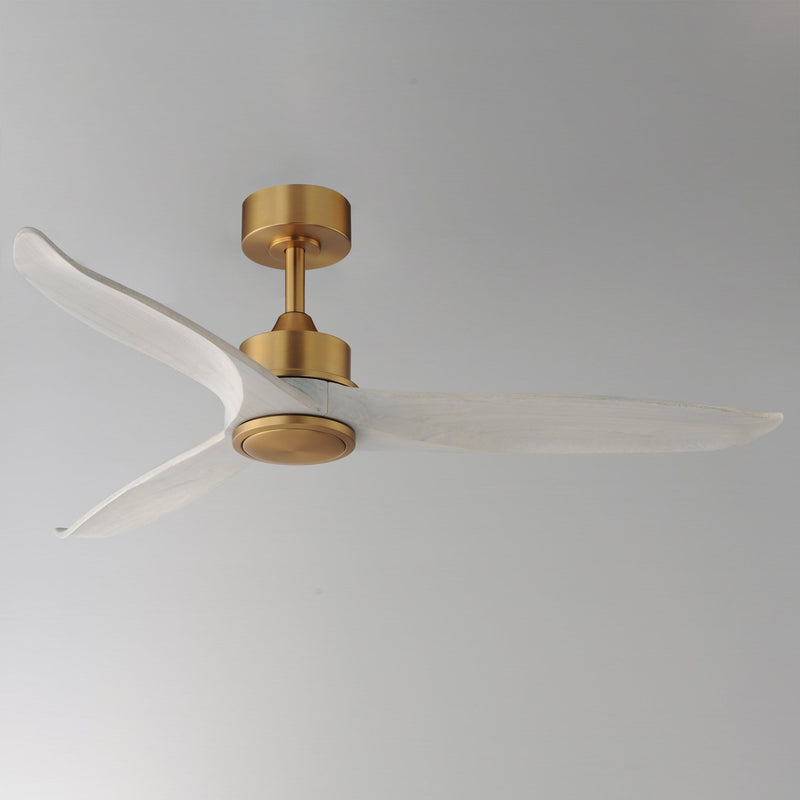 Woodwind 52" Solid Wood Blade Ceiling Fan with LED Light Kit in Natural Aged Brass