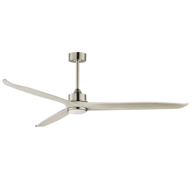 Woodwind 72" Solid Wood Blade Ceiling Fan with LED in Satin Nickel / Weathered White