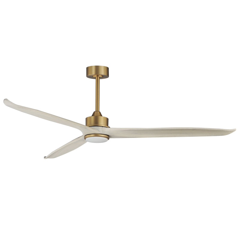 Woodwind 72" Solid Wood Blade Ceiling Fan with LED in Natural Aged Brass