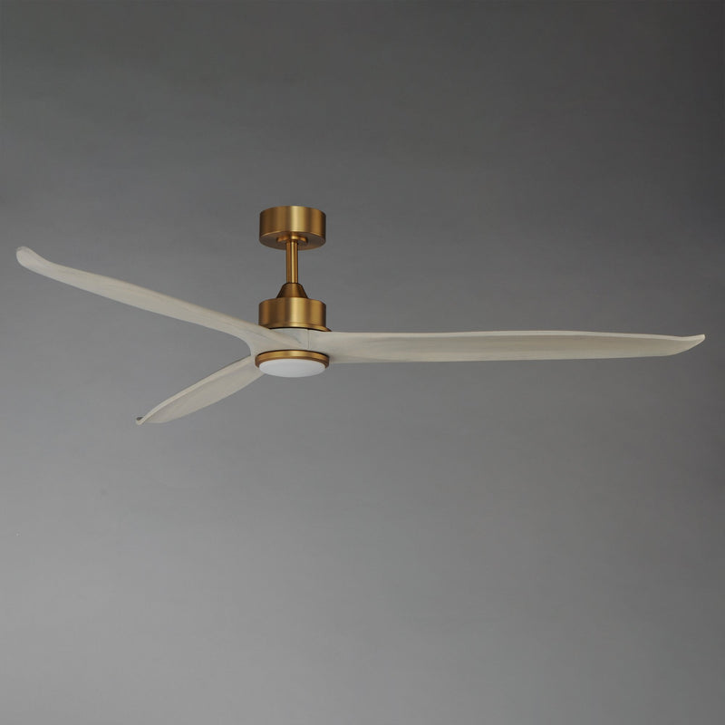 Woodwind 72" Solid Wood Blade Ceiling Fan with LED in Natural Aged Brass