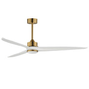 Woodwind 80" Solid Wood Blade Ceiling Fan with LED Light Kit in Natural Aged Brass