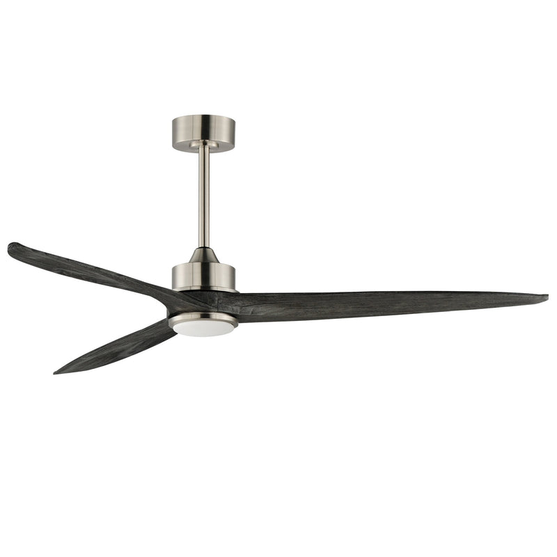 Woodwind 80" Solid Wood Blade Ceiling Fan with LED Light Kit in Satin Nickel