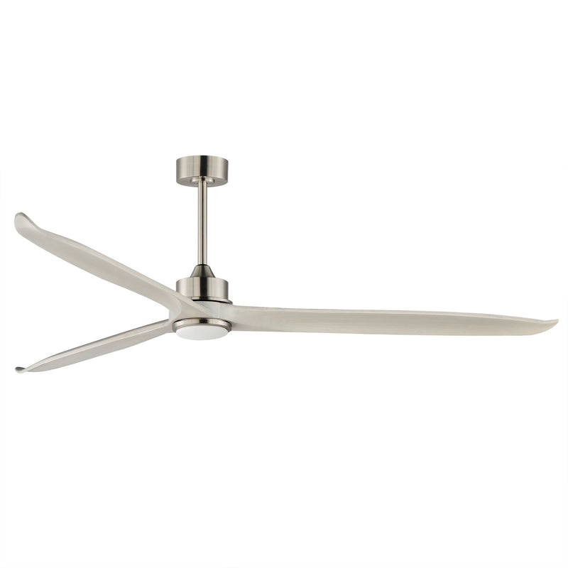 Woodwind 80" Solid Wood Blade Ceiling Fan with LED Light Kit in Satin Nickel / Weathered White