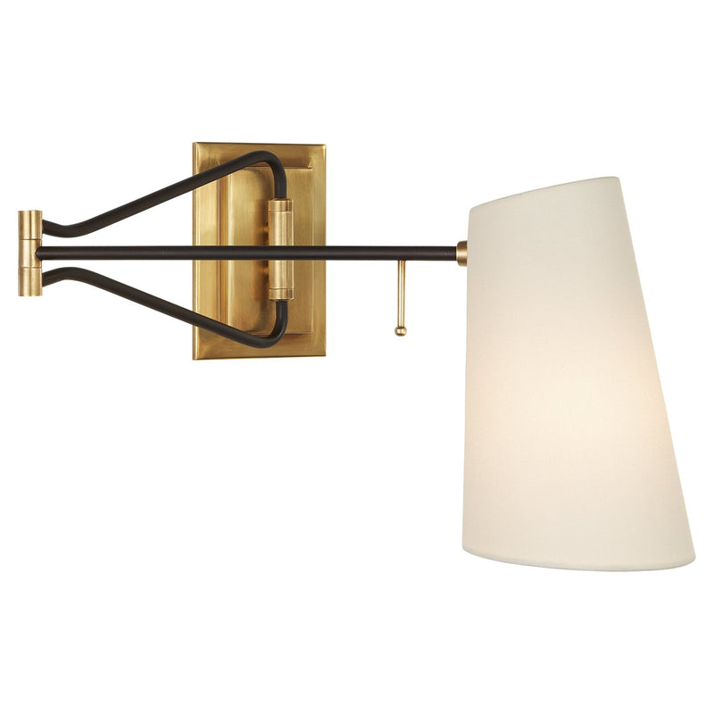 Keil Swing Arm Wall Lamp in Hand-Rubbed Antique Brass and Black