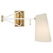 Keil Swing Arm Wall Lamp in Hand-Rubbed Antique Brass and White