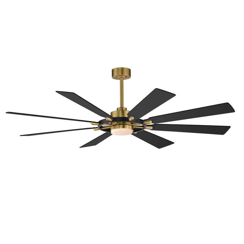 Helm 72" Indoor Ceiling Fan with LED Light Kit in Black / Natural Aged Brass