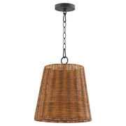 Robinson 3 Light Wicker Pendant in Matte Black