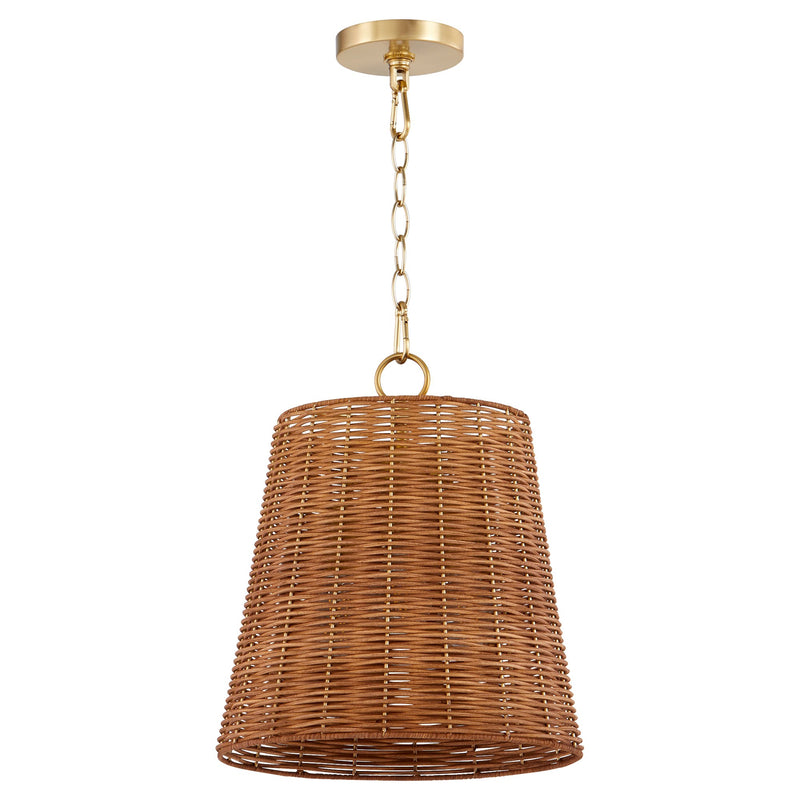 Robinson 3 Light Wicker Pendant in Aged Brass
