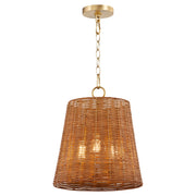 Robinson 3 Light Wicker Pendant in Aged Brass