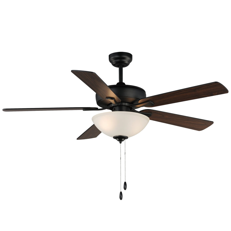 Super-Max 52" Ceiling Fan with 2 Light Kit in Black