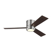 Clarity 56" LED Hugger Ceiling Fan in Brushed Steel with Silver Blades