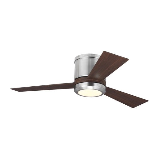 Clarity 42" LED Hugger Ceiling Fan in Brushed Steel with Teak ABS Blades