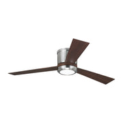 Clarity 52" LED Hugger Ceiling Fan in Brushed Steel with Teak ABS Blades