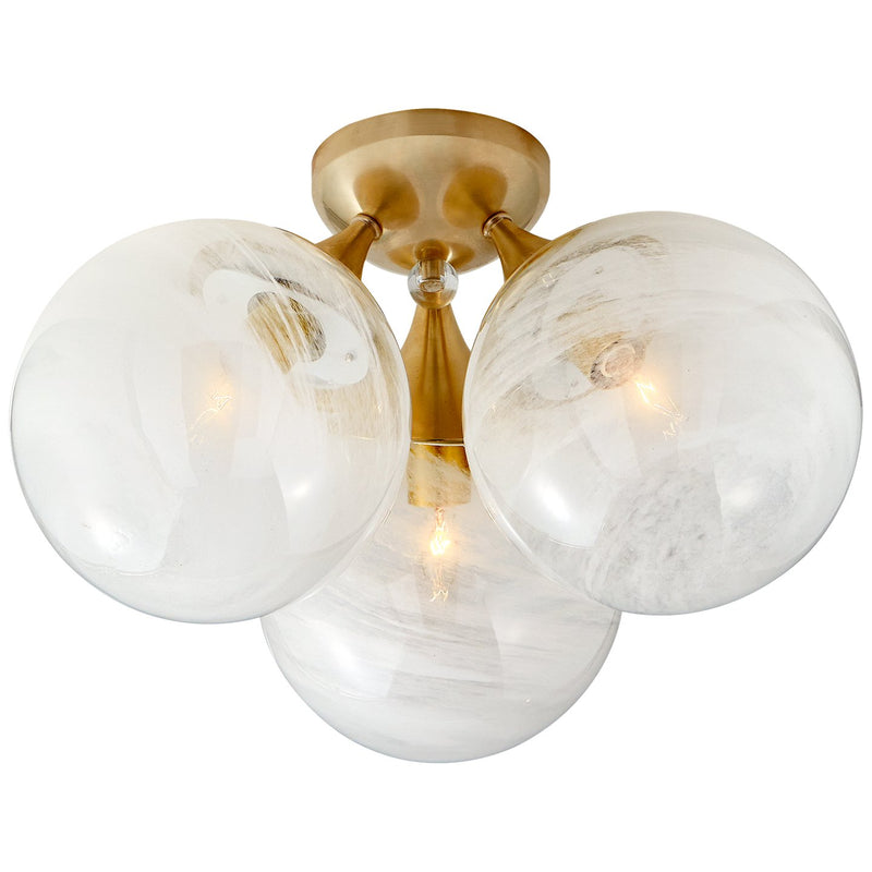 Cristol Large Triple 3-Light Semi-Flush Mount in Hand-Rubbed Antique Brass