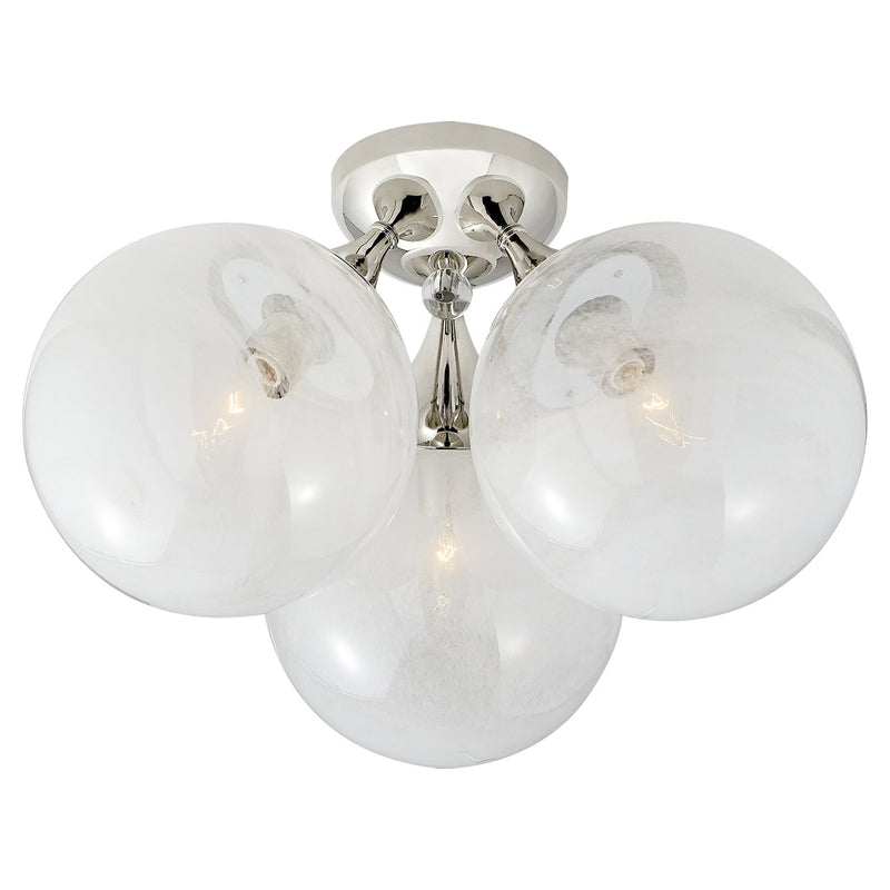 Cristol Large Triple 3-Light Semi-Flush Mount in Polished Nickel
