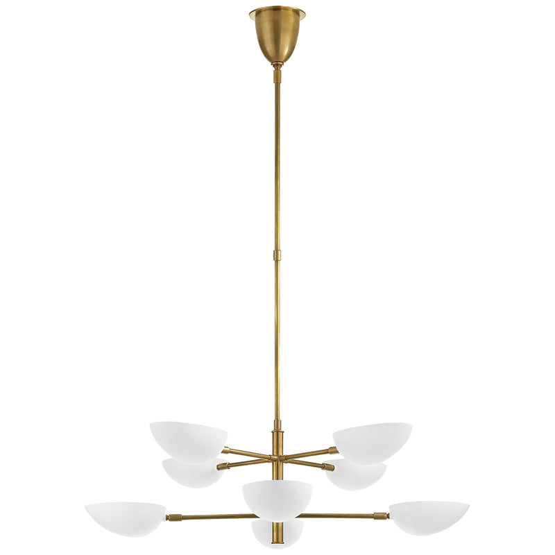 Graphic Eight Light Chandelier in Hand-Rubbed Antique Brass