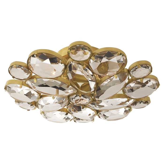 Lloyd Three Light Flush Mount in Soft Brass