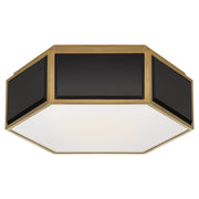Bradford Two Light Flush Mount in Black and Soft Brass