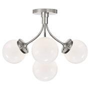 Prescott Medium 4-Light Semi-Flush Mount in Polished Nickel
