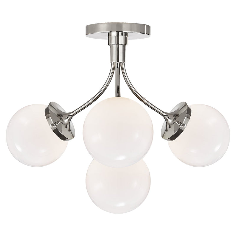 Prescott Medium 4-Light Semi-Flush Mount in Polished Nickel