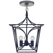 Cavanagh Mini 4-Light Lantern Pendant in French Navy and Polished Nickel