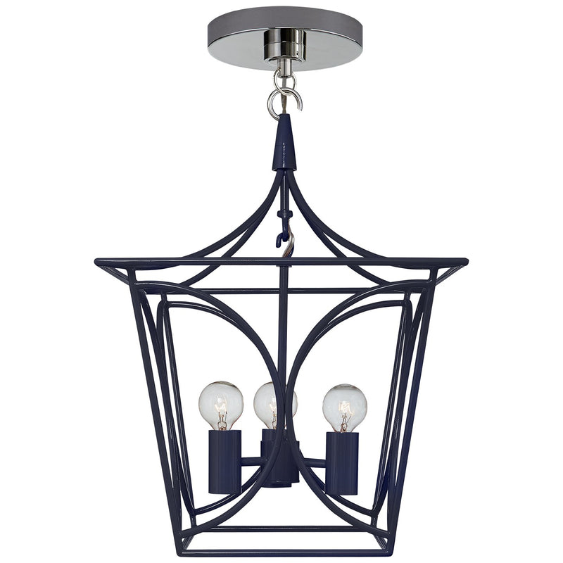 Cavanagh Mini 4-Light Lantern Pendant in French Navy and Polished Nickel
