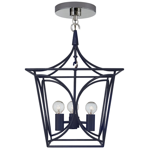 Cavanagh Mini 4-Light Lantern Pendant in French Navy and Polished Nickel