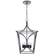 Cavanagh Small 4-Light Lantern Pendant in French Navy and Polished Nickel