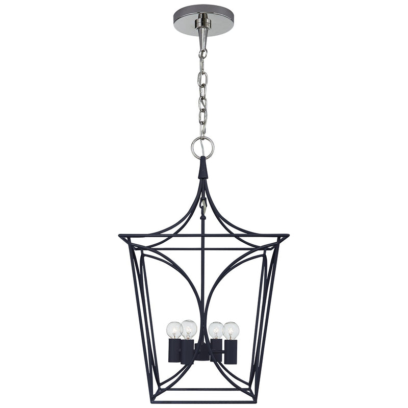 Cavanagh Small 4-Light Lantern Pendant in French Navy and Polished Nickel