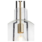Stone Seeded Glass 10" Pendant in Textured Black / Aged Brass