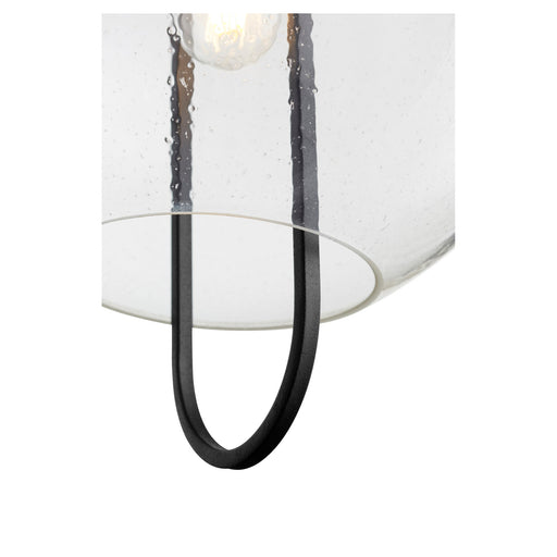 Stone Seeded Glass 14" Pendant in Textured Black / Aged Brass