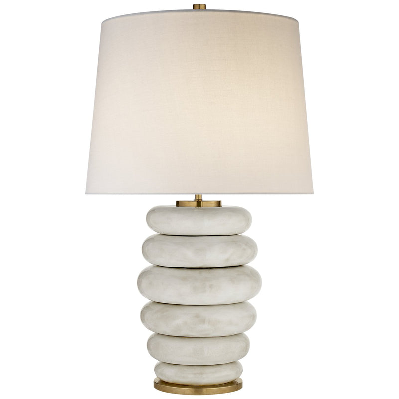 Phoebe Stacked Table Lamp in Antiqued White Ceramic