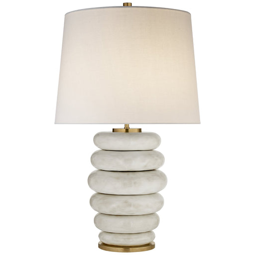 Phoebe Stacked Table Lamp in Antiqued White Ceramic
