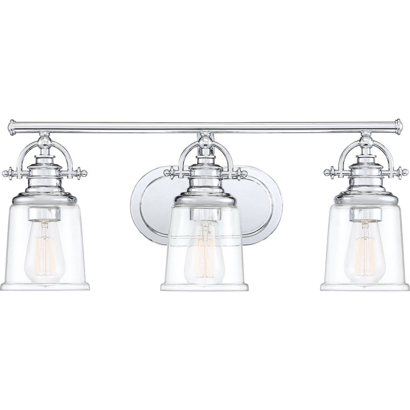 Grant 3-Light Bath Vanity Light in Polished Chrome