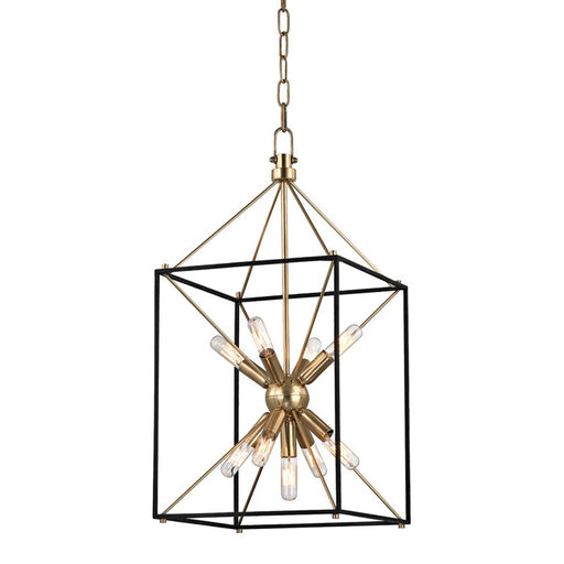 Glendale 12" 9-Light Chandelier in Aged Brass / Hammered Black