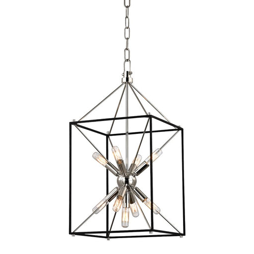 Glendale 12" 9-Light Chandelier in Polished Nickel / Hammered Black