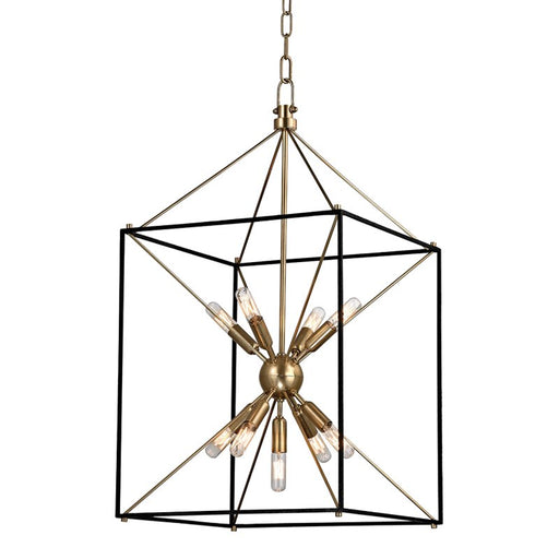 Glendale 16" 9-Light Chandelier in Aged Brass / Hammered Black