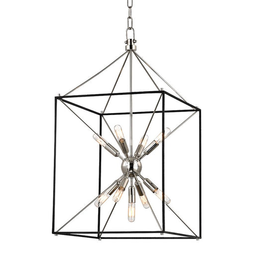 Glendale 16" 9-Light Chandelier in Polished Nickel / Hammered Black
