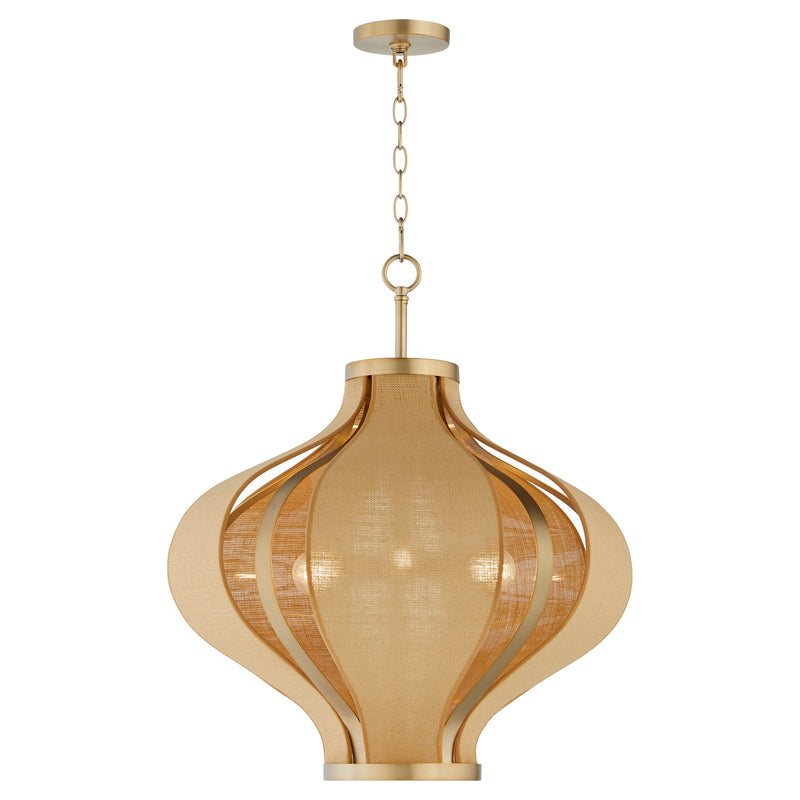 Monroe 3 Light Pendant in Aged Brass