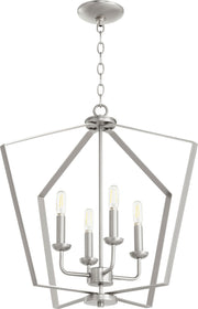 Transitional 4 Light Cage Chandelier in Satin Nickel