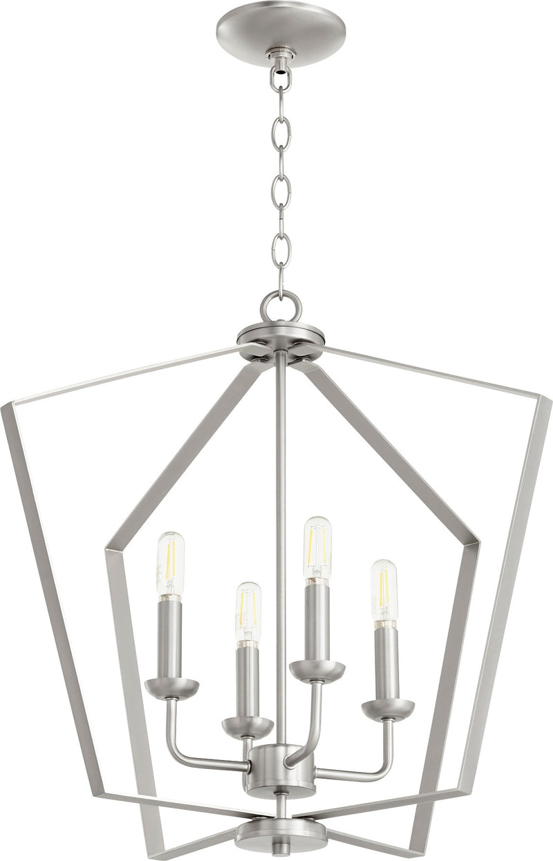 Transitional 4 Light Cage Chandelier in Satin Nickel