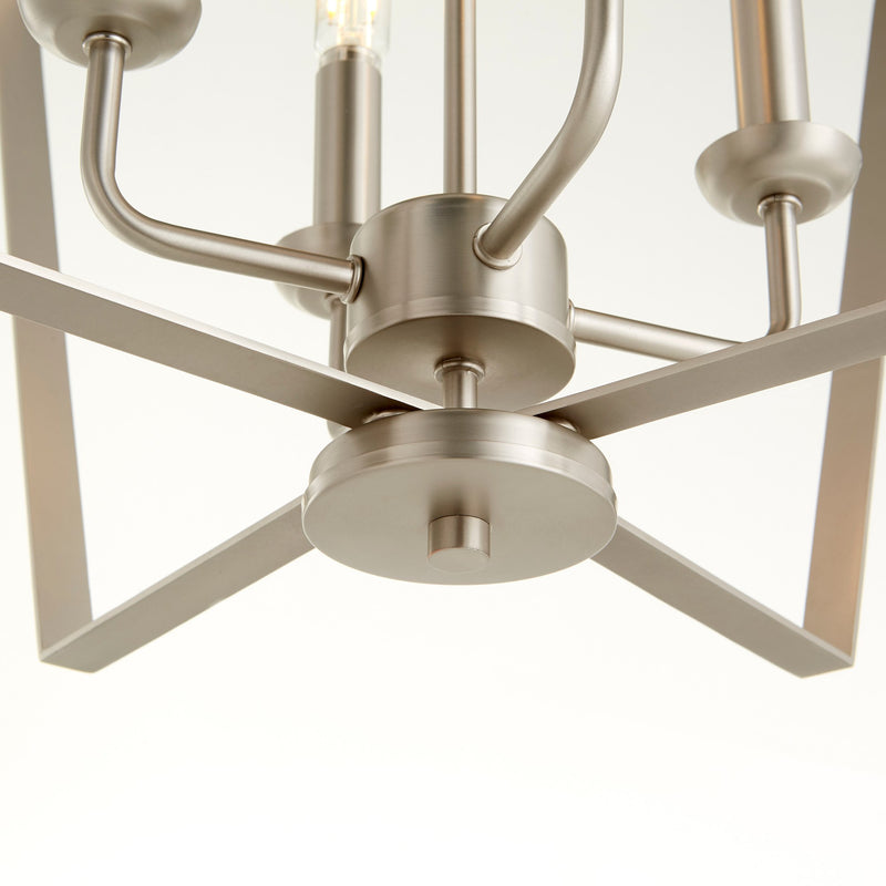 Transitional 4 Light Cage Chandelier in Satin Nickel