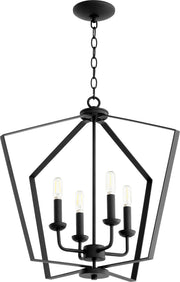 Transitional 4 Light Cage Chandelier in Textured Black