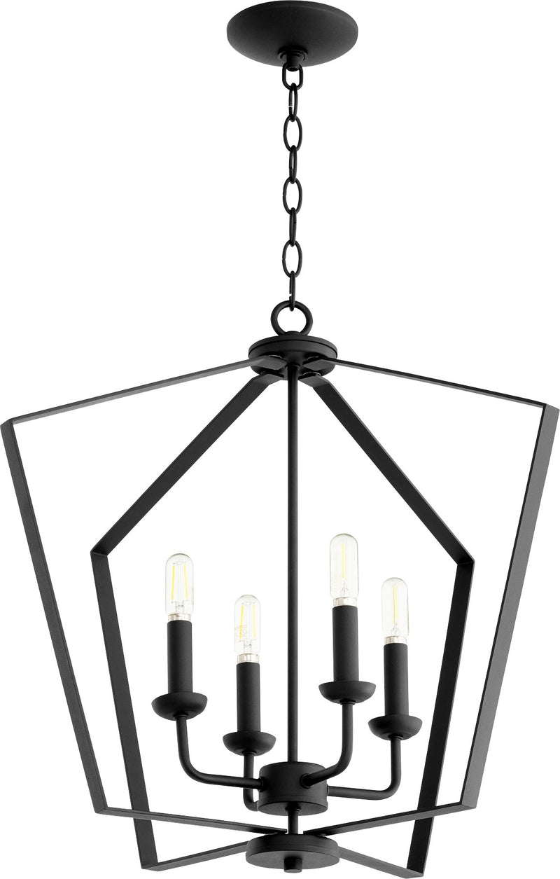 Transitional 4 Light Cage Chandelier in Textured Black