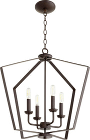 Transitional 4 Light Cage Chandelier in Oiled Bronze