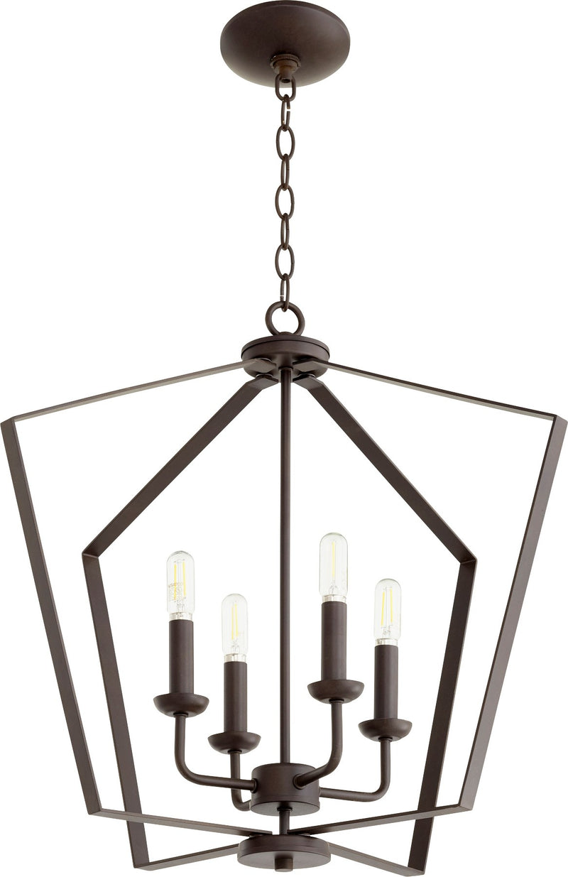 Transitional 4 Light Cage Chandelier in Oiled Bronze