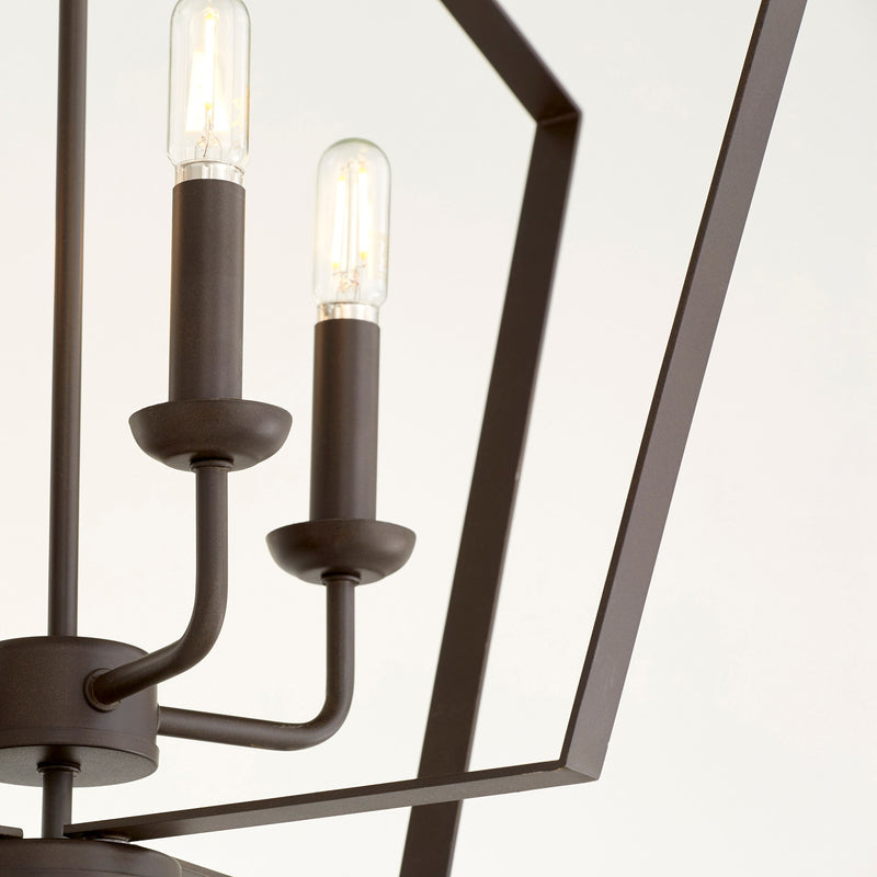 Transitional 4 Light Cage Chandelier in Oiled Bronze