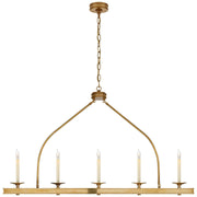 Launceton Large Linear 5-Light Chandelier in Antique-Burnished Brass