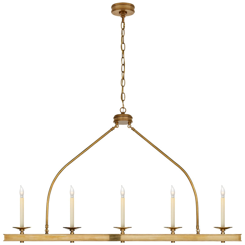 Launceton Large Linear 5-Light Chandelier in Antique-Burnished Brass
