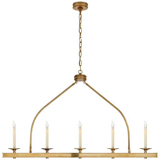 Launceton Five Light Linear Pendant in Antique-Burnished Brass